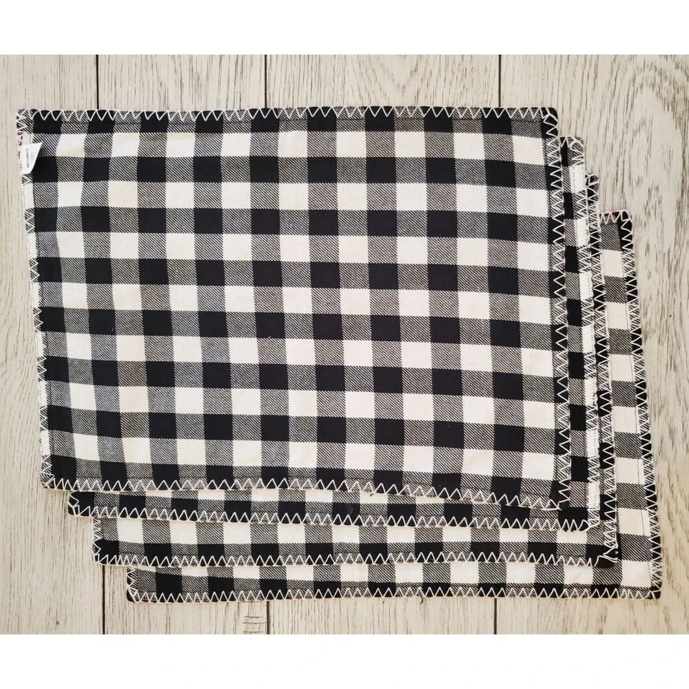 Pier 1 Imports Buffalo Plaid Reversible Placemats Cotton 18.5